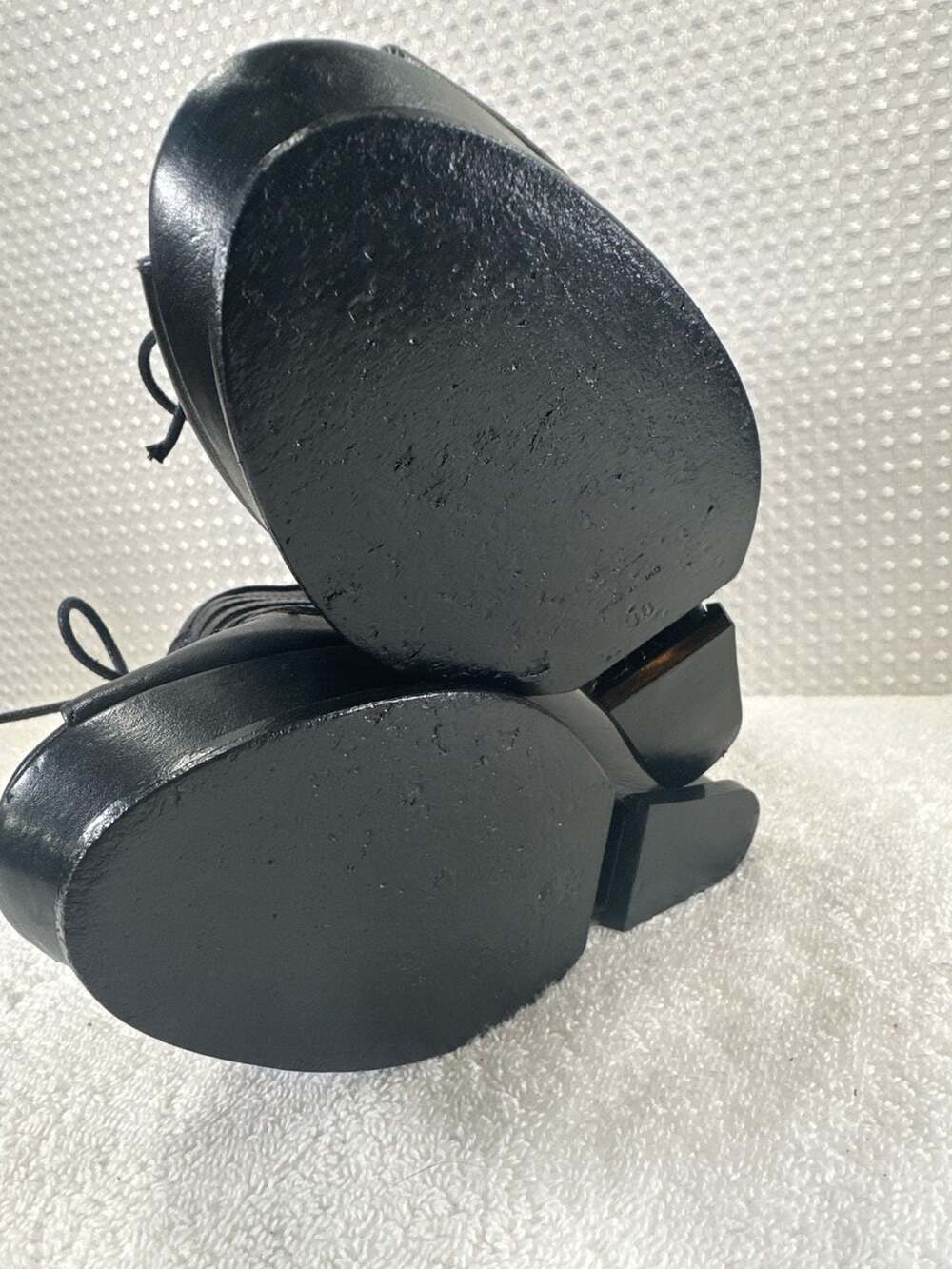 Yves Saint Laurent Hortense Black Leather Platform Wedge Sandals - Picture 9 of 12
